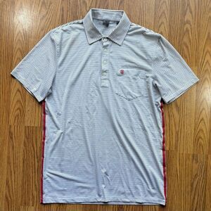 G/FORE Golf Polo Striped Performance Men’s Medium Chest Pocket White Red Black